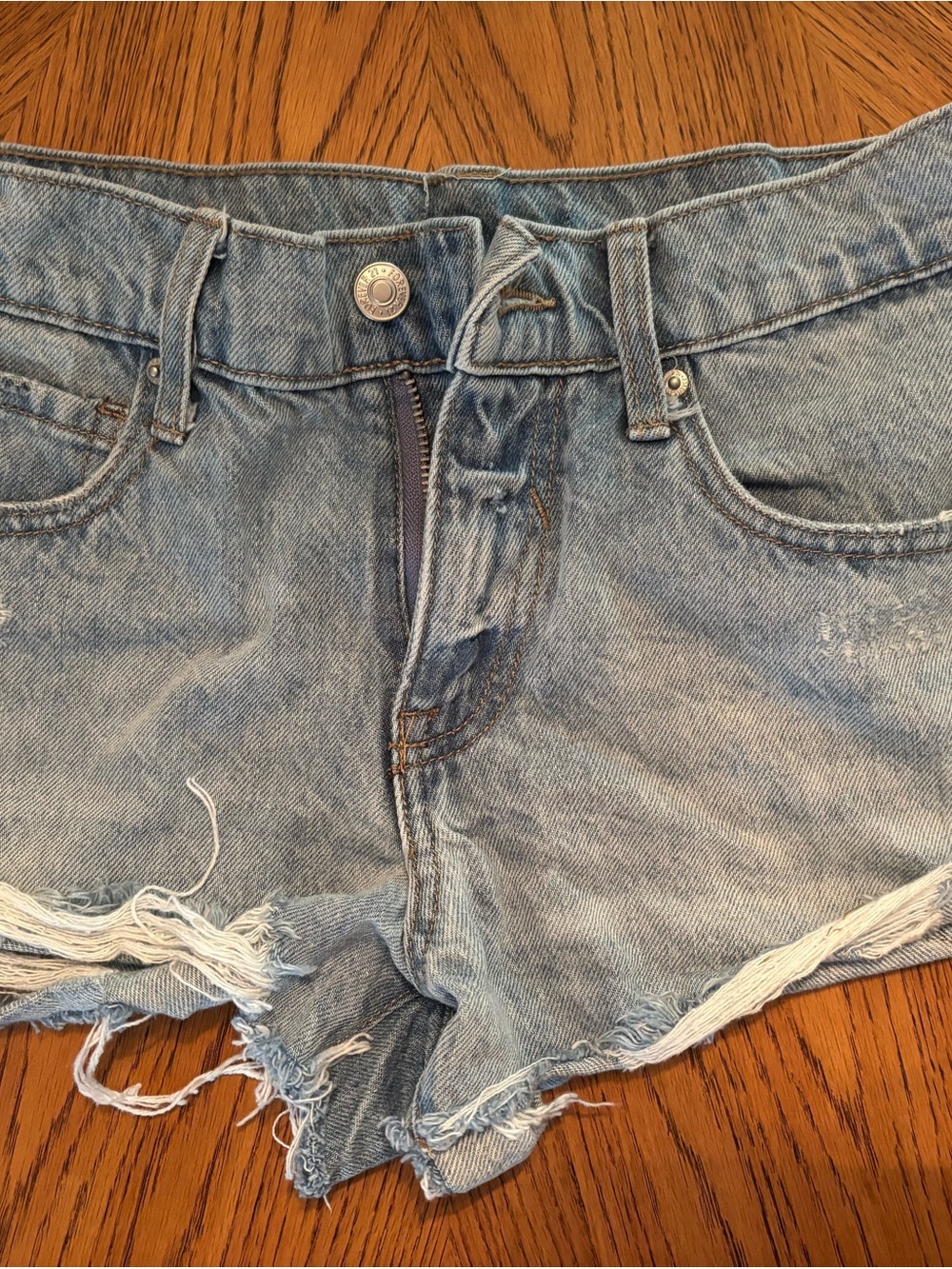 Forever 21 Light Blue Distressed Denim Shorts